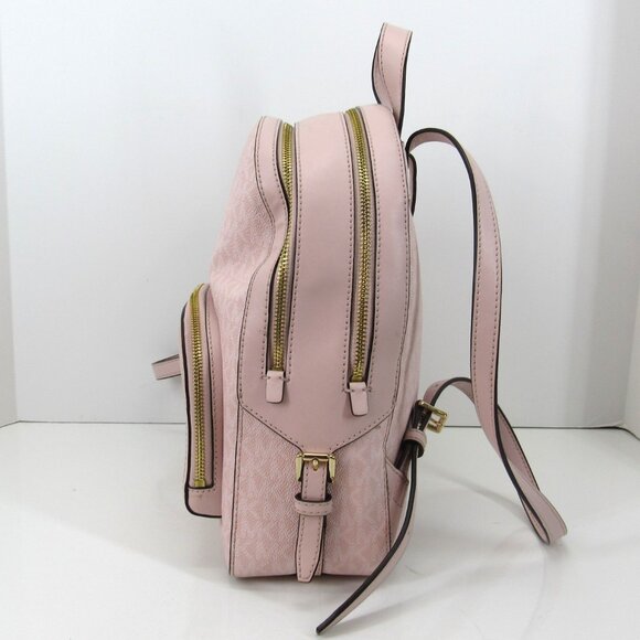Michael Kors Pink Small Pebbled Leather Backpack Zipper Accents Multi Pockets - Picture 3 of 10